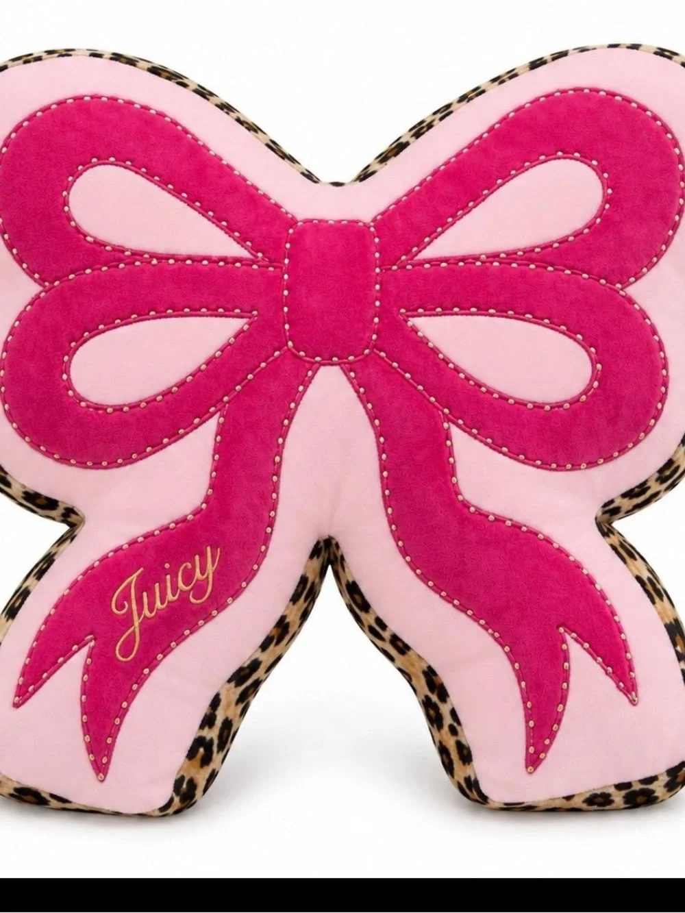Juicy Couture Leopard & Pink Bow Pillow BNWT